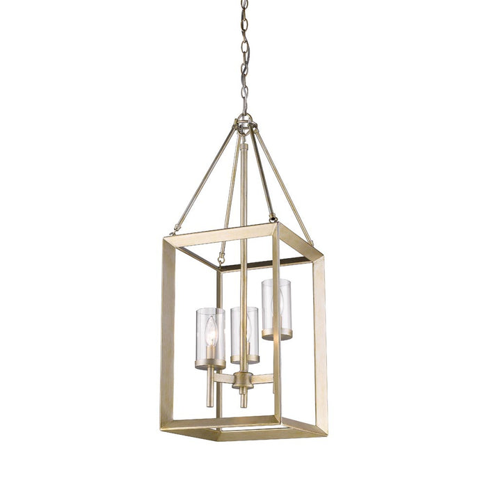 Golden 2073-3P WG-CLR Three Light Pendant, White Gold