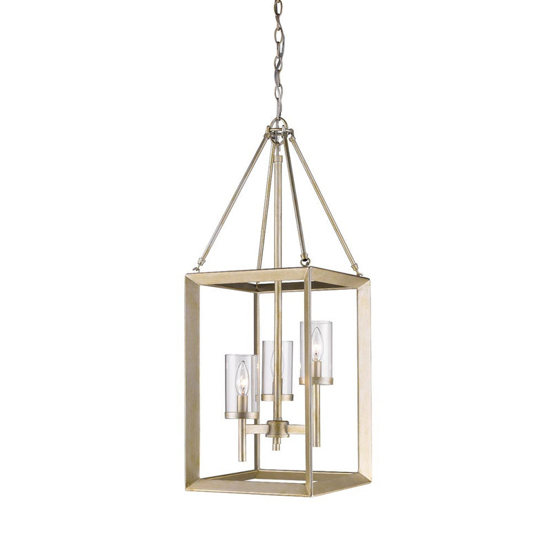 Golden 2073-3P WG-CLR Three Light Pendant, White Gold
