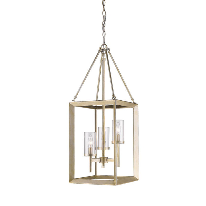 Golden 2073-3P WG-CLR Three Light Pendant, White Gold