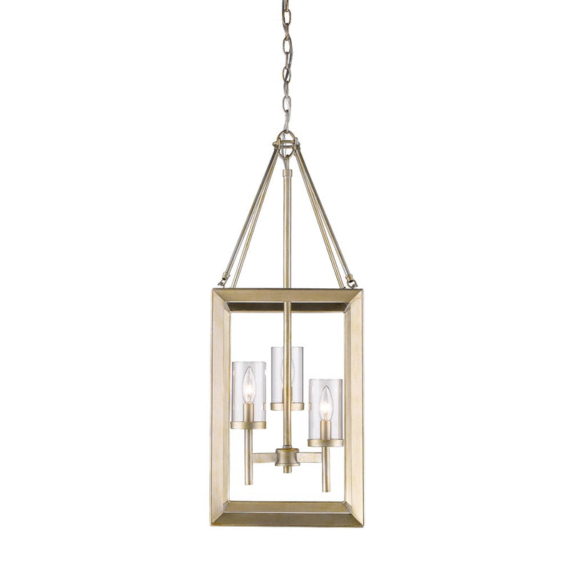 Golden 2073-3P WG-CLR Three Light Pendant, White Gold