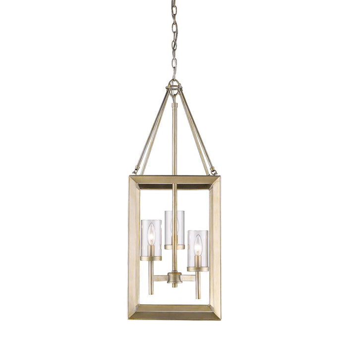 Golden 2073-3P WG-CLR Three Light Pendant, White Gold
