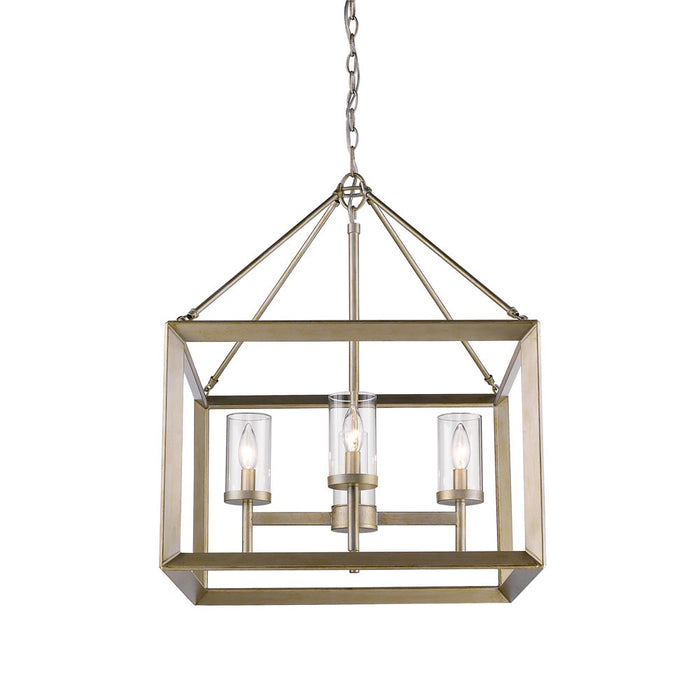 Golden 2073-4 WG-CLR Four Light Chandelier, White Gold