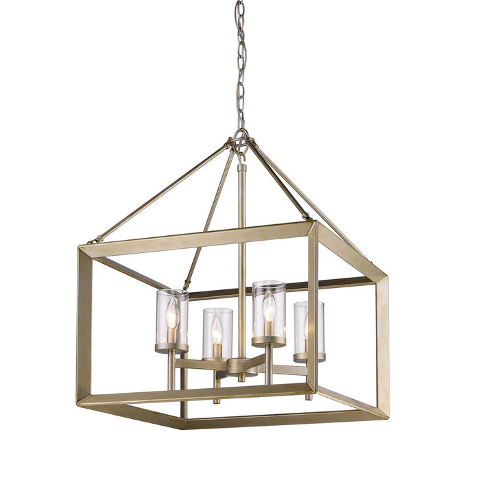 Golden 2073-4 WG-CLR Four Light Chandelier, White Gold
