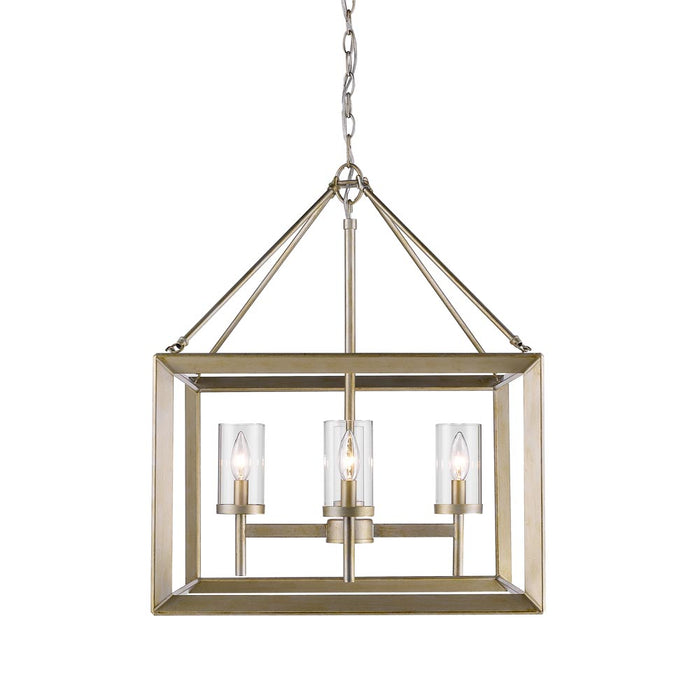 Golden 2073-4 WG-CLR Four Light Chandelier, White Gold