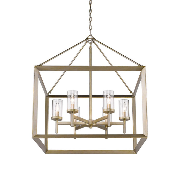 Golden 2073-6 WG-CLR Six Light Chandelier, White Gold