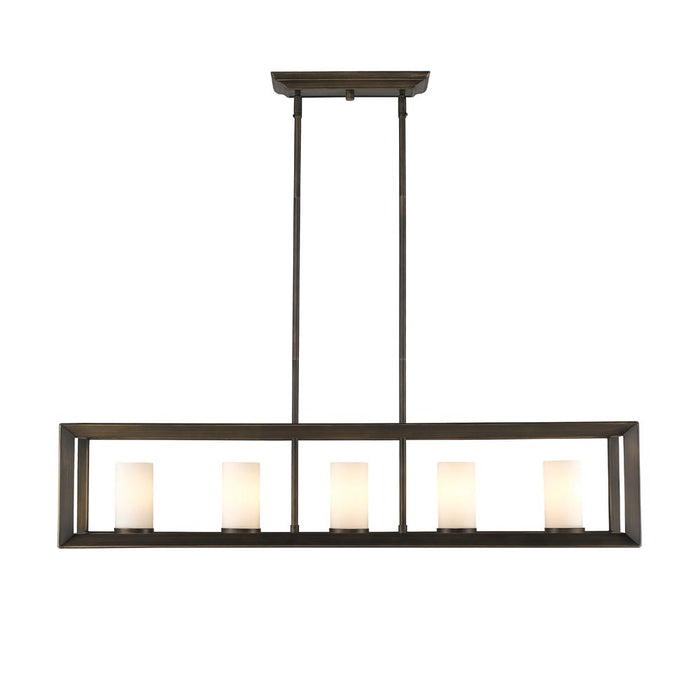 Golden 2073-LP GMT-OP Five Light Linear Pendant, Gunmetal Bronze