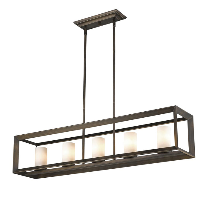 Golden 2073-LP GMT-OP Five Light Linear Pendant, Gunmetal Bronze