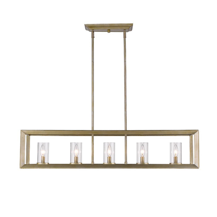 Golden 2073-LP WG-CLR Five Light Linear Pendant, White Gold