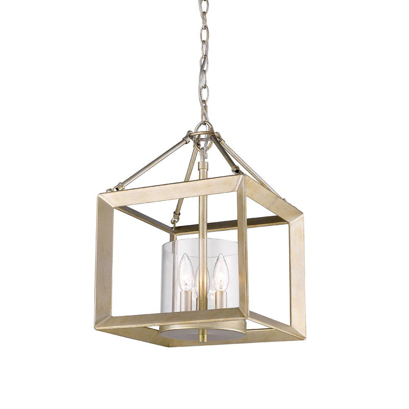 Golden 2073-SF WG-CLR Three Light Semi-Flush Mount, White Gold