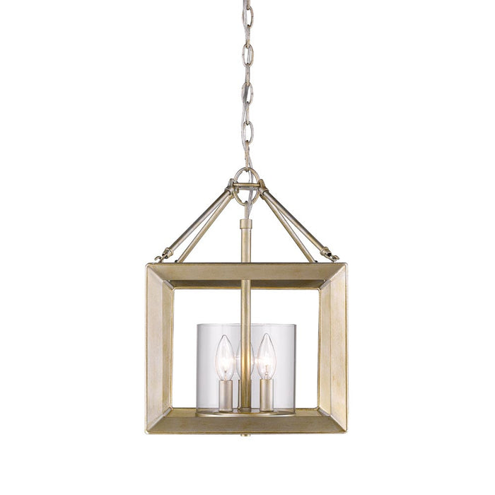 Golden 2073-SF WG-CLR Three Light Semi-Flush Mount, White Gold