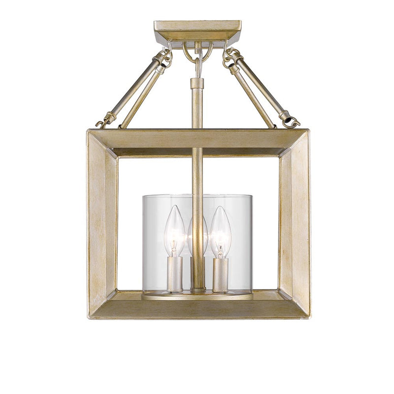 Golden 2073-SF WG-CLR Three Light Semi-Flush Mount, White Gold