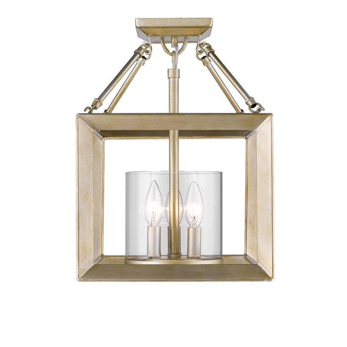 Golden 2073-SF WG-CLR Three Light Semi-Flush Mount, White Gold