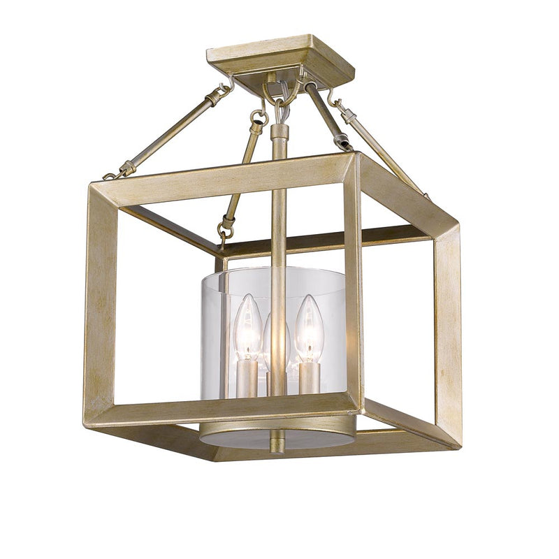 Golden 2073-SF WG-CLR Three Light Semi-Flush Mount, White Gold