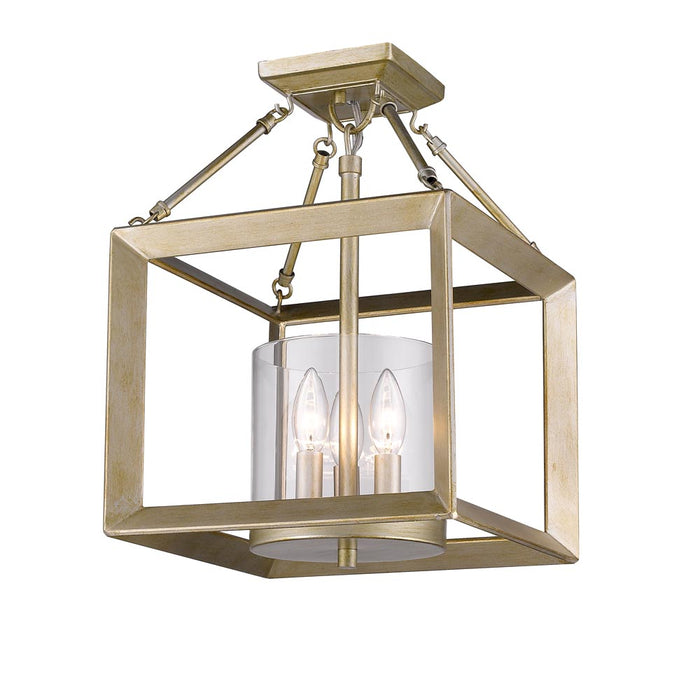 Golden 2073-SF WG-CLR Three Light Semi-Flush Mount, White Gold