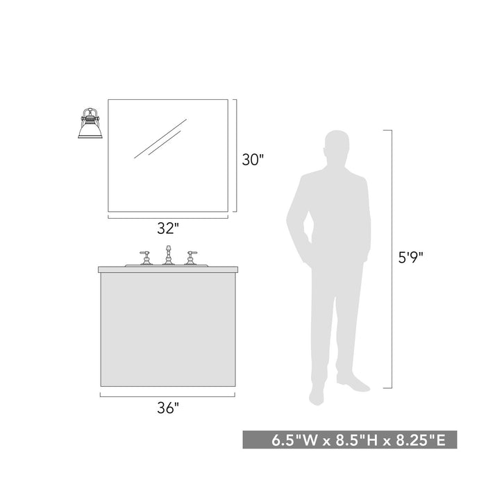 Golden 3602-BA1 RBZ-RBZ One Light Bath Vanity, Rubbed Bronze