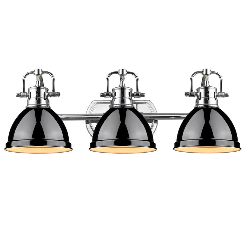 Golden 3602-BA3 CH-BK Three Light Bath Vanity, Chrome