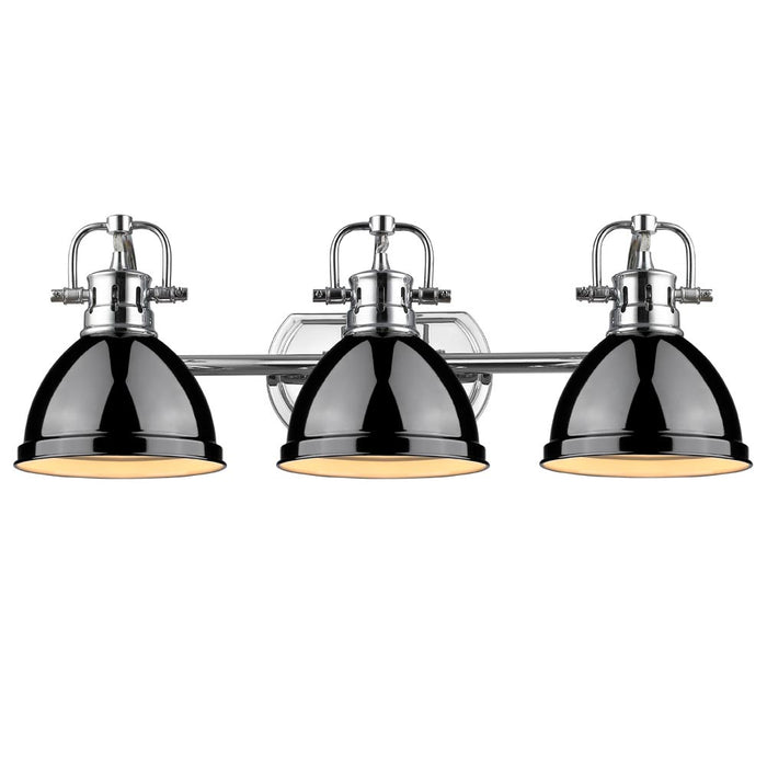 Golden 3602-BA3 CH-BK Three Light Bath Vanity, Chrome