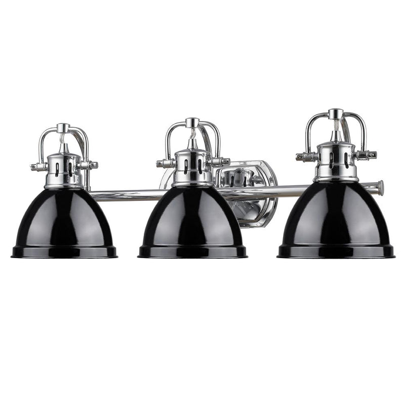 Golden 3602-BA3 CH-BK Three Light Bath Vanity, Chrome