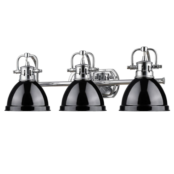 Golden 3602-BA3 CH-BK Three Light Bath Vanity, Chrome