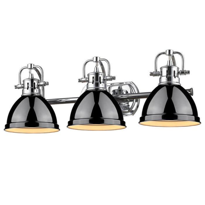 Golden 3602-BA3 CH-BK Three Light Bath Vanity, Chrome