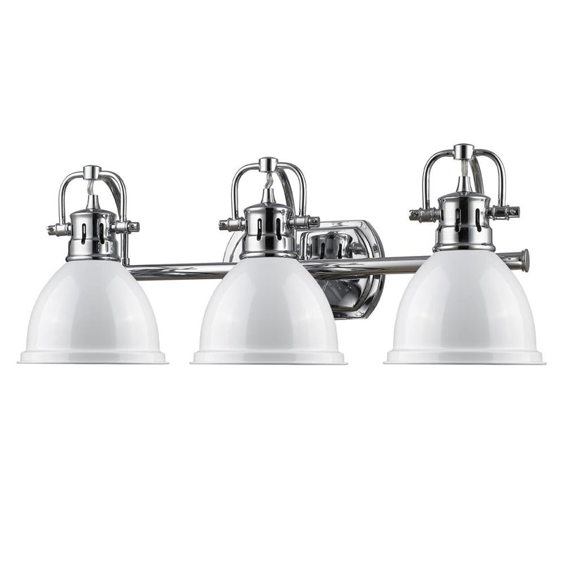 Golden 3602-BA3 CH-WH Three Light Bath Vanity, Chrome