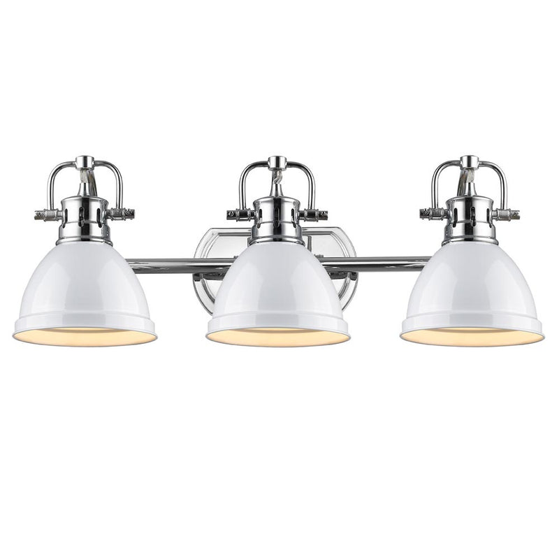 Golden 3602-BA3 CH-WH Three Light Bath Vanity, Chrome
