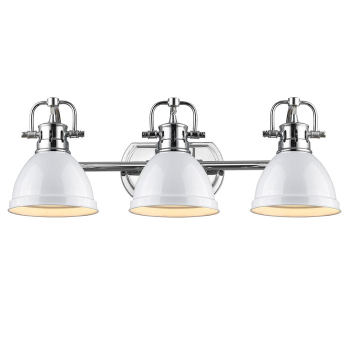 Golden 3602-BA3 CH-WH Three Light Bath Vanity, Chrome
