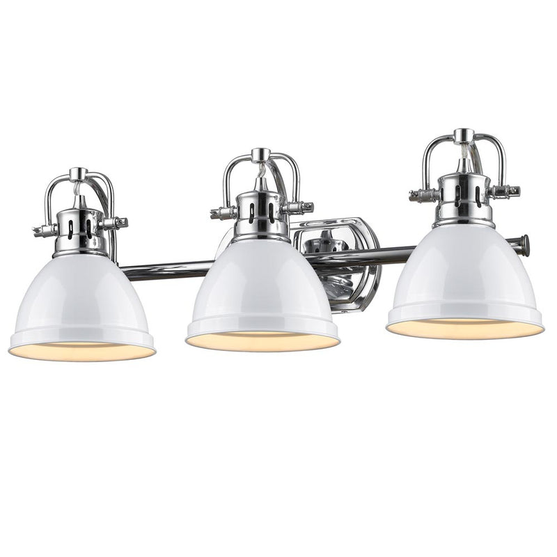 Golden 3602-BA3 CH-WH Three Light Bath Vanity, Chrome