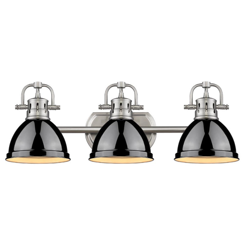 Golden 3602-BA3 PW-BK Three Light Bath Vanity, Pewter