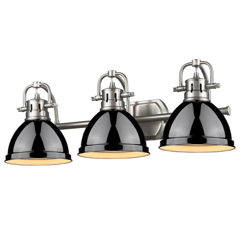 Golden 3602-BA3 PW-BK Three Light Bath Vanity, Pewter