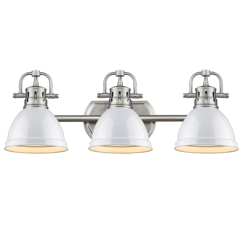 Golden 3602-BA3 PW-WH Three Light Bath Vanity, Pewter