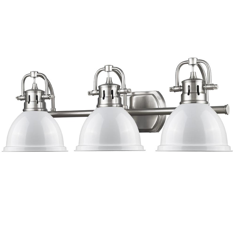 Golden 3602-BA3 PW-WH Three Light Bath Vanity, Pewter