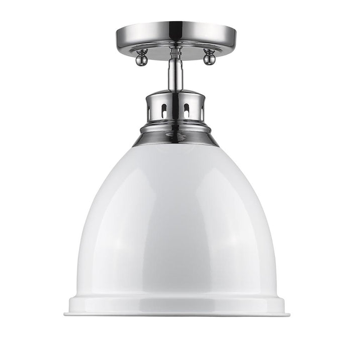 Golden 3602-FM CH-WH One Light Flush Mount, Chrome