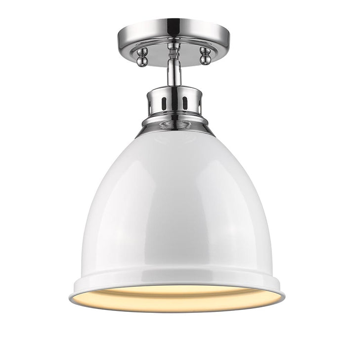 Golden 3602-FM CH-WH One Light Flush Mount, Chrome