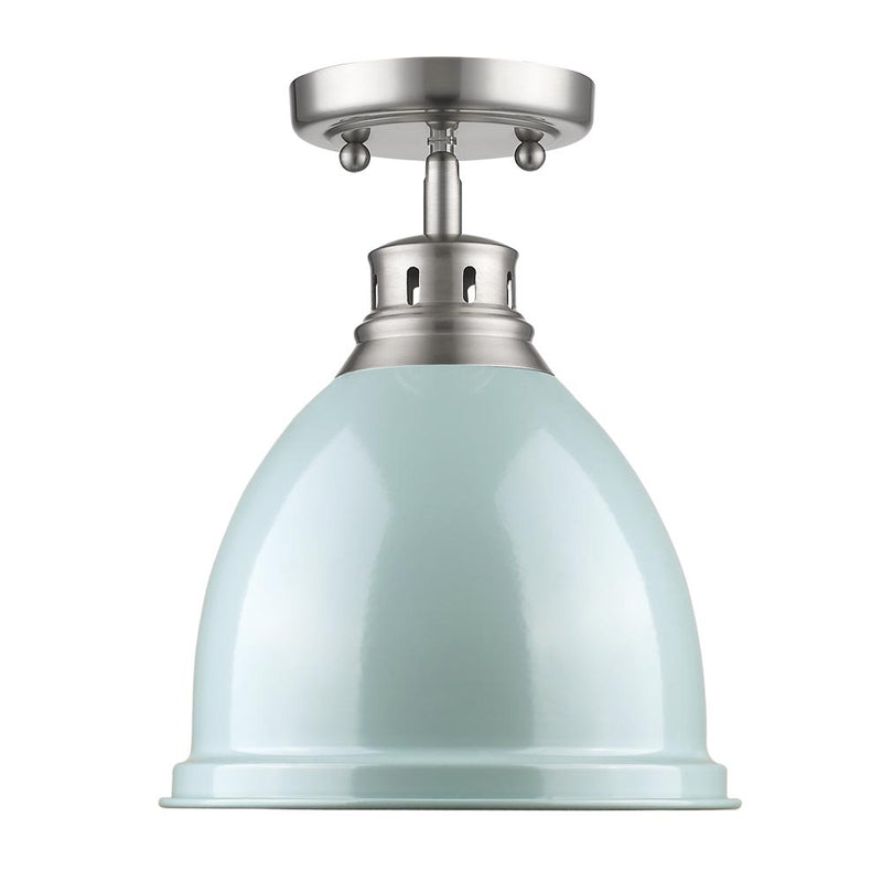Golden 3602-FM PW-SF One Light Flush Mount, Pewter