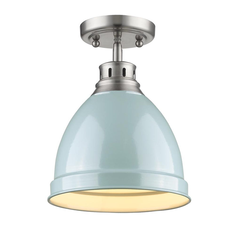 Golden 3602-FM PW-SF One Light Flush Mount, Pewter