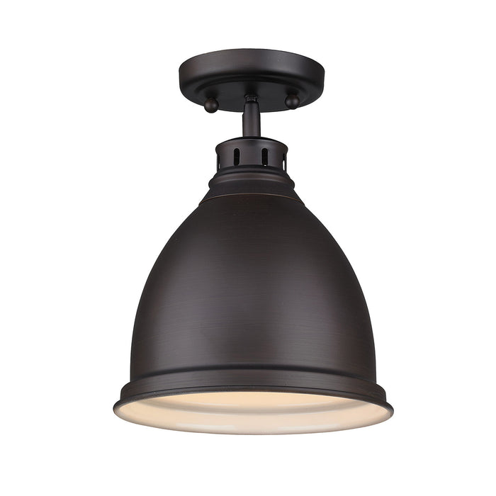 Golden 3602-FM RBZ-RBZ One Light Flush Mount, Rubbed Bronze