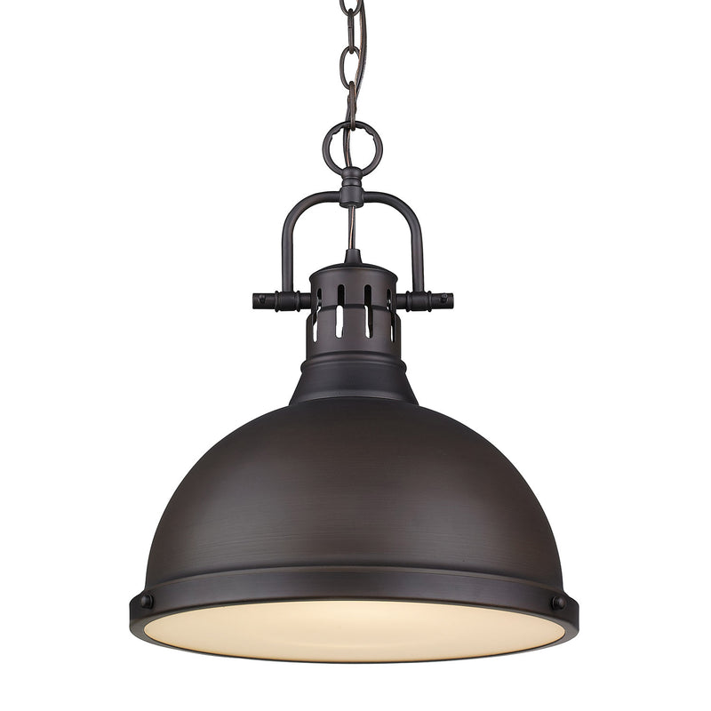 Golden 3602-L RBZ-RBZ One Light Pendant, Rubbed Bronze