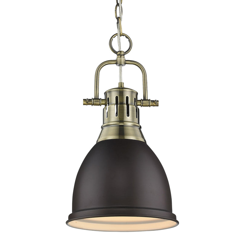 Golden 3602-S AB-RBZ One Light Pendant, Aged Brass