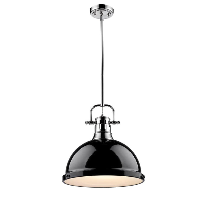 Golden 3604-L CH-BK One Light Pendant, Chrome