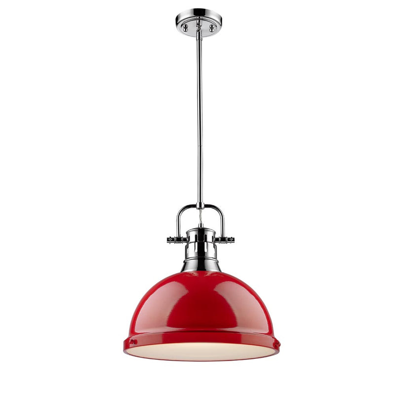 Golden 3604-L CH-RD One Light Pendant, Chrome