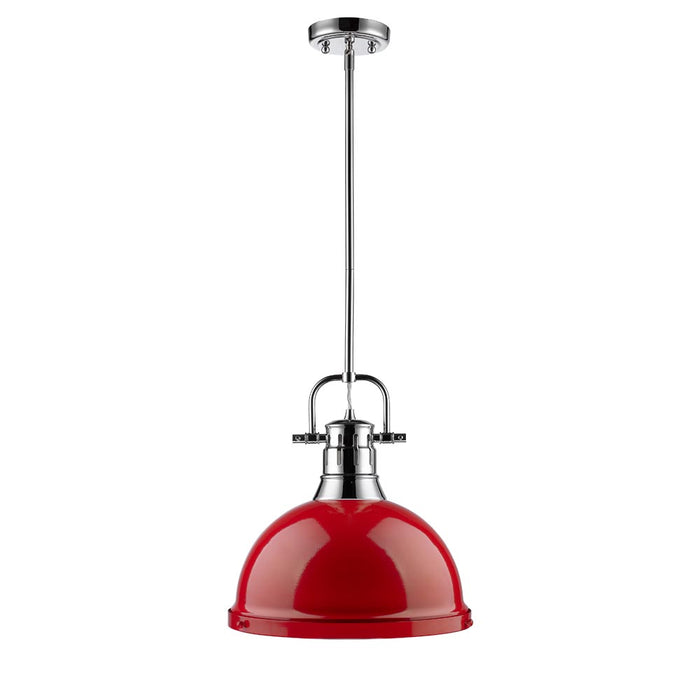 Golden 3604-L CH-RD One Light Pendant, Chrome