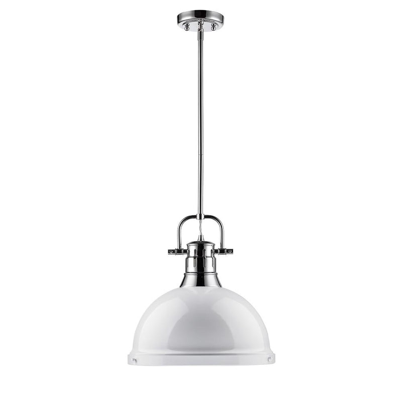 Golden 3604-L CH-WH One Light Pendant, Chrome