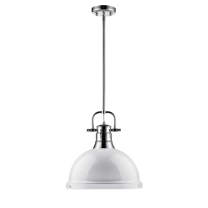Golden 3604-L CH-WH One Light Pendant, Chrome