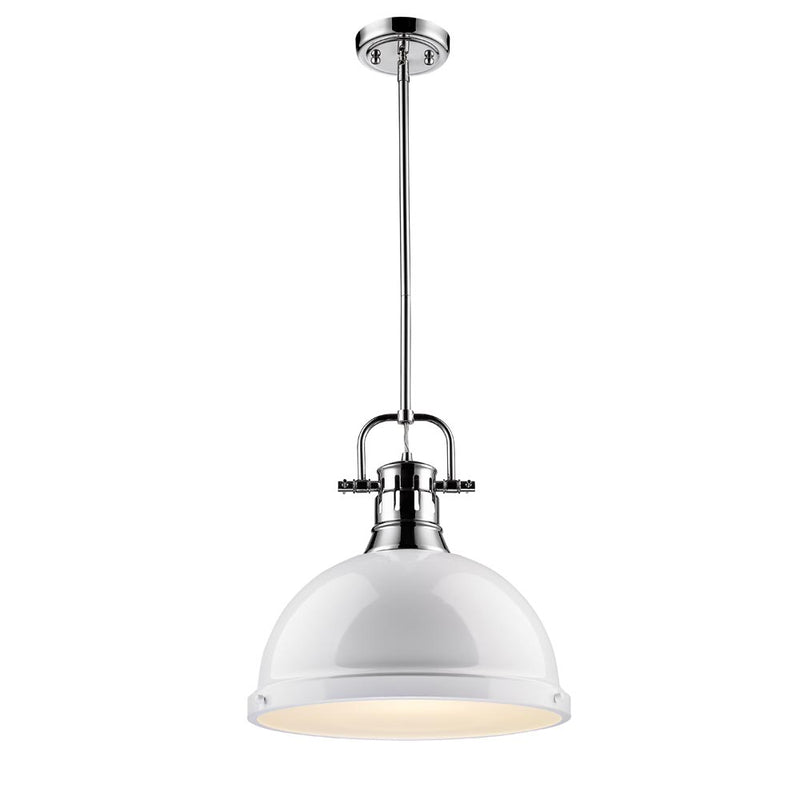 Golden 3604-L CH-WH One Light Pendant, Chrome