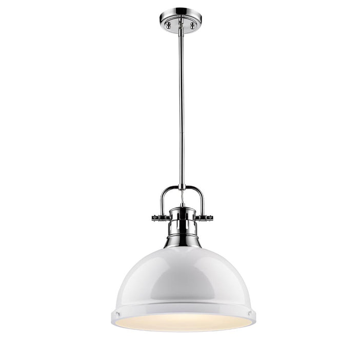 Golden 3604-L CH-WH One Light Pendant, Chrome