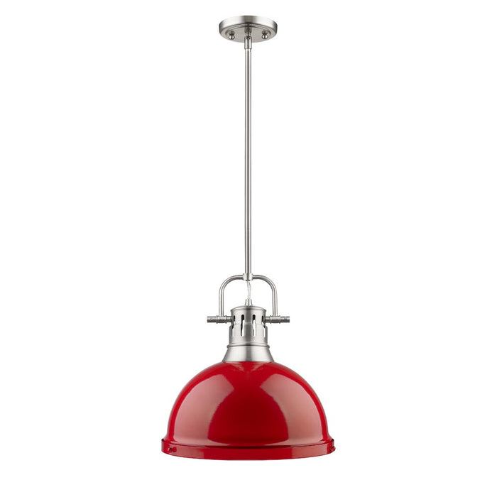 Golden 3604-L PW-RD One Light Pendant, Pewter