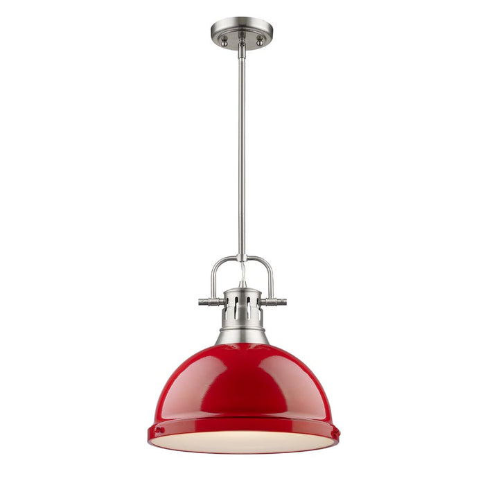 Golden 3604-L PW-RD One Light Pendant, Pewter