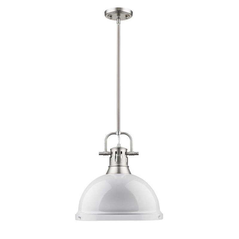 Golden 3604-L PW-WH One Light Pendant, Pewter