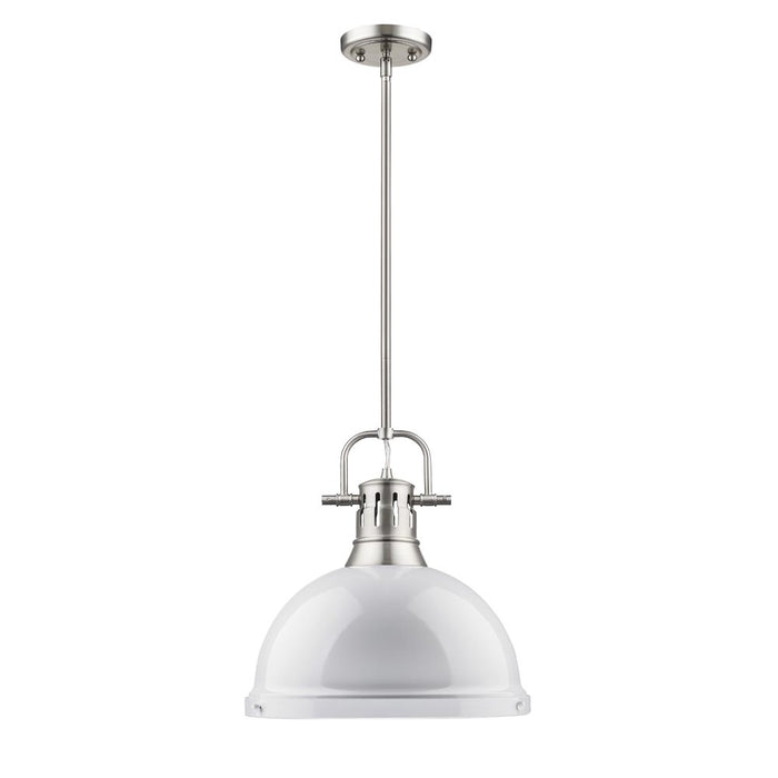 Golden 3604-L PW-WH One Light Pendant, Pewter